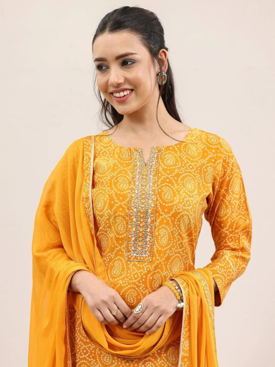 DESIGNER VISCOSE EMBROIDERY WORK TOP BOTTOM WITH DUPATTA YELLOW