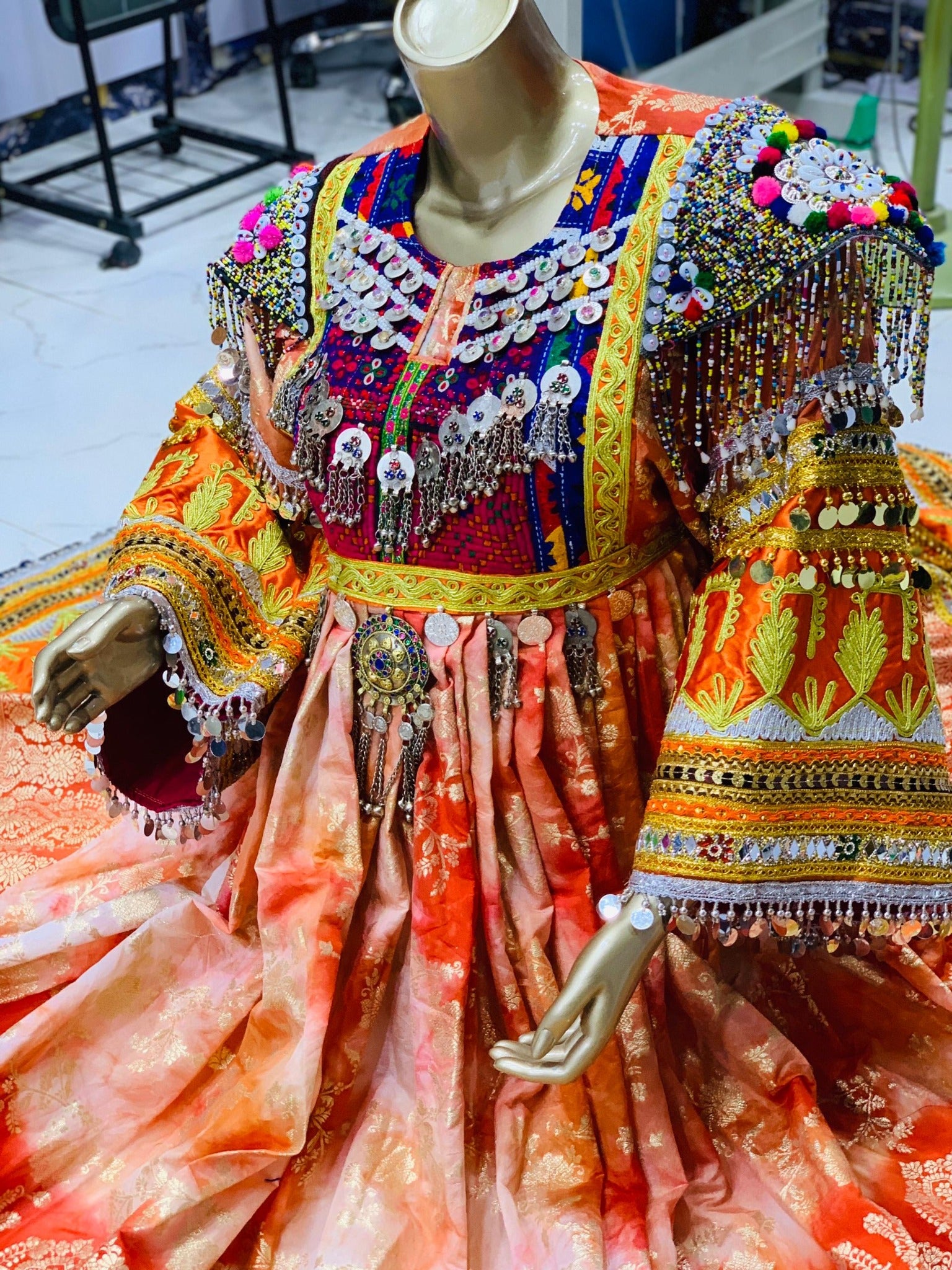 Maroon Royal Afghan Kuchi Dress (Outdoor)