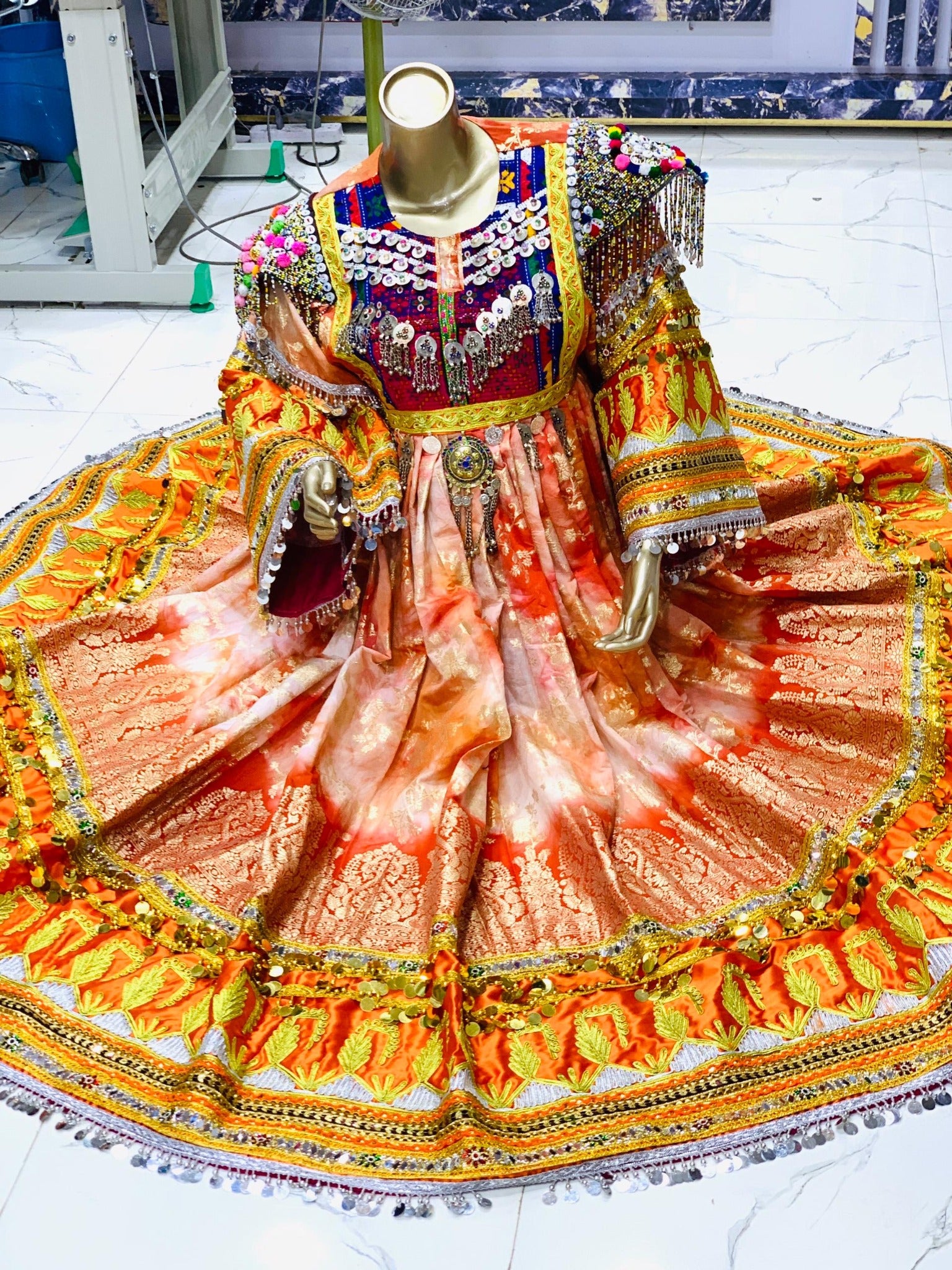 Saffron Sunset Afghan Kuchi Dress