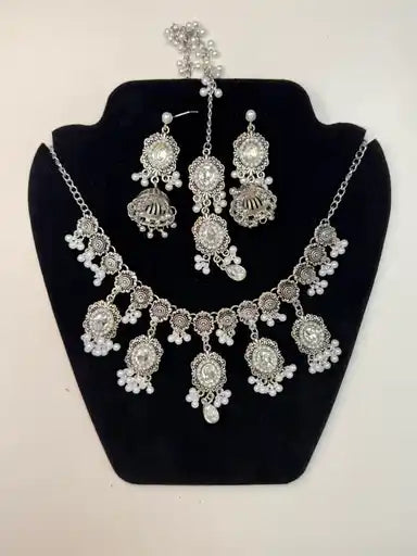 Silver Necklace & Earrings